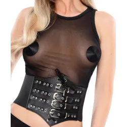 Kinky Diva Corset À Lacets et Sangles Cinchery Noir